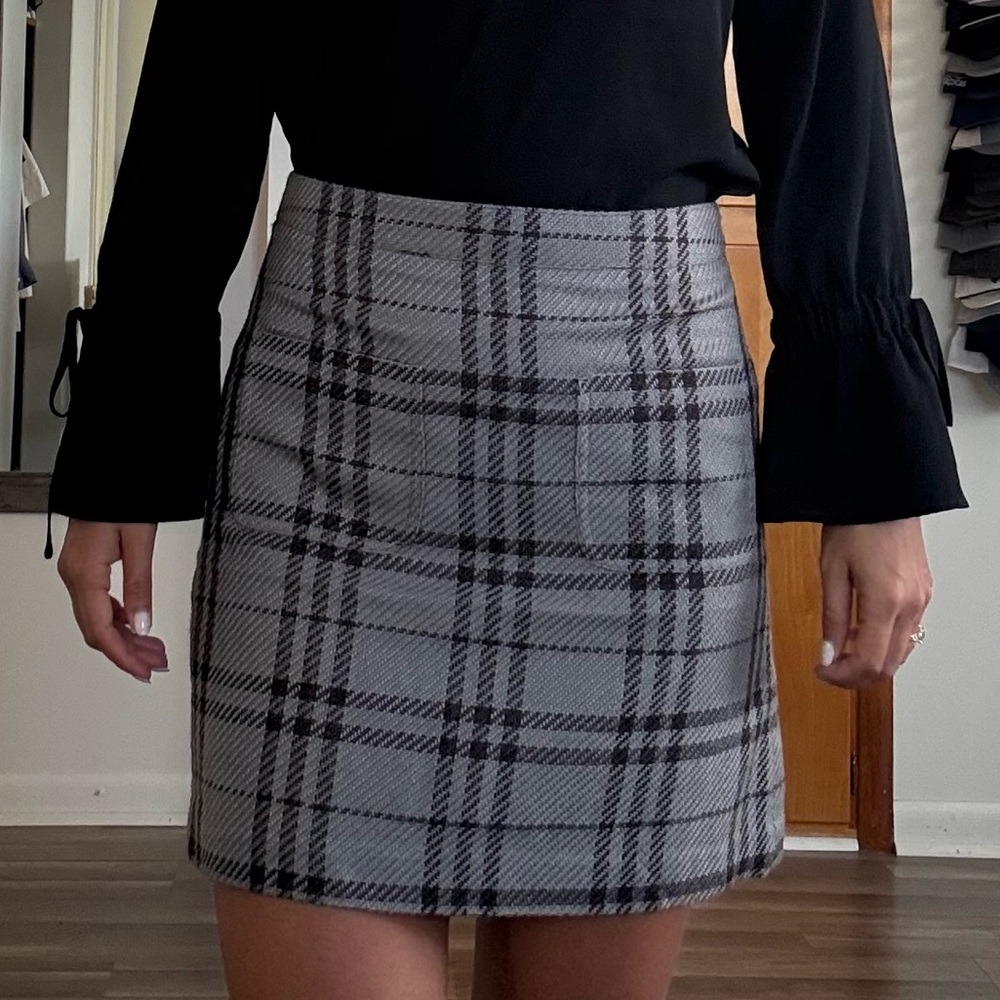 J. Crew Gray Plaid Skirt